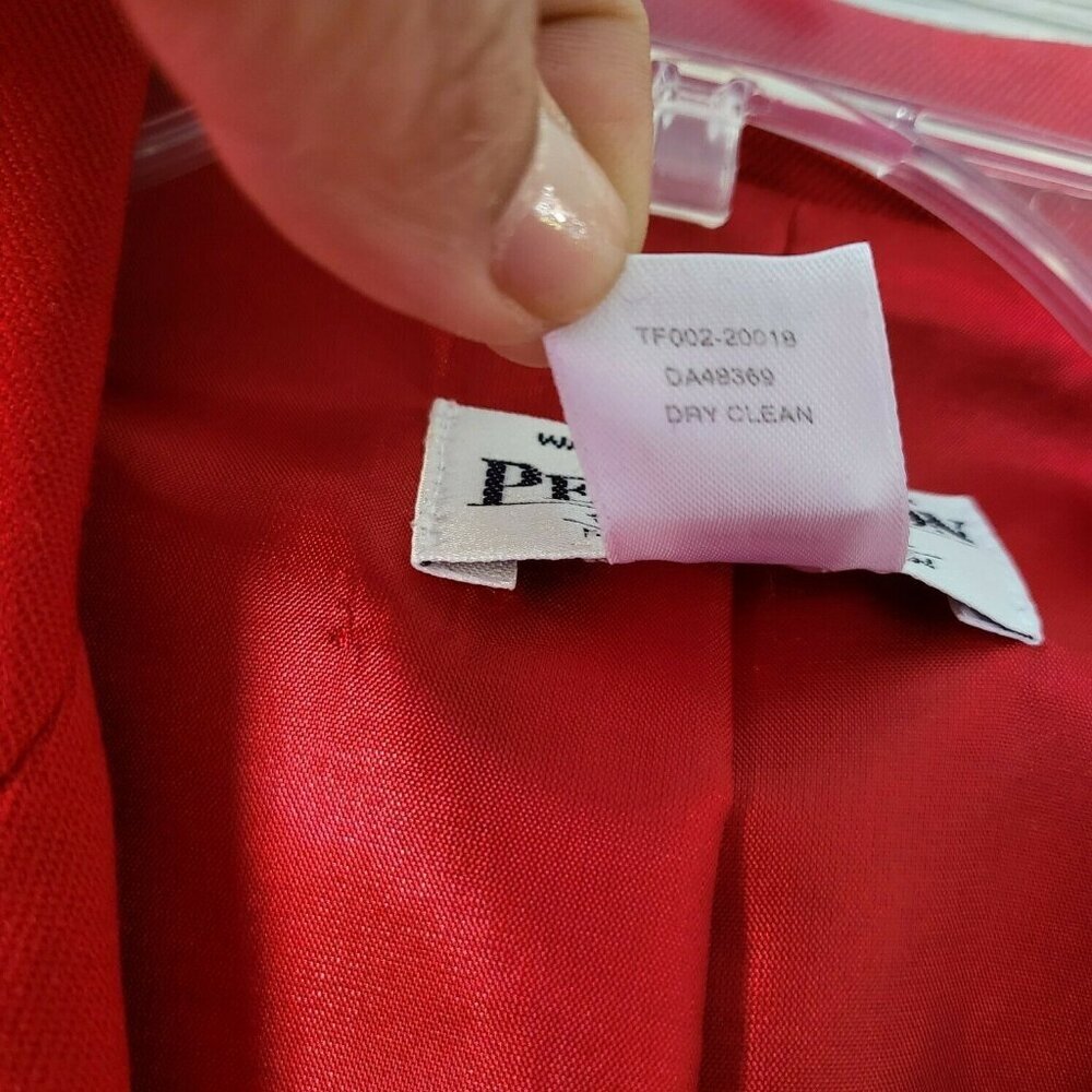 Pendleton Red Wool Structured Double-Breasted Blazer Jacket Gold Buttons Size 8 - Picture 8 of 13